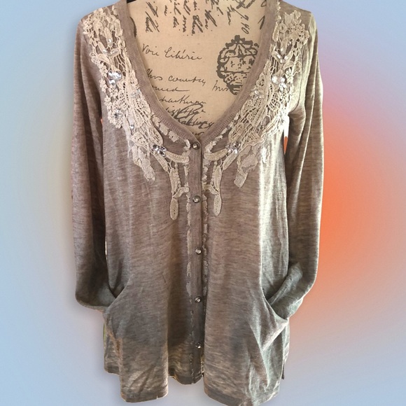 MISS ME Dip Dyed Embroidered Cardigan Size S - Picture 2 of 13